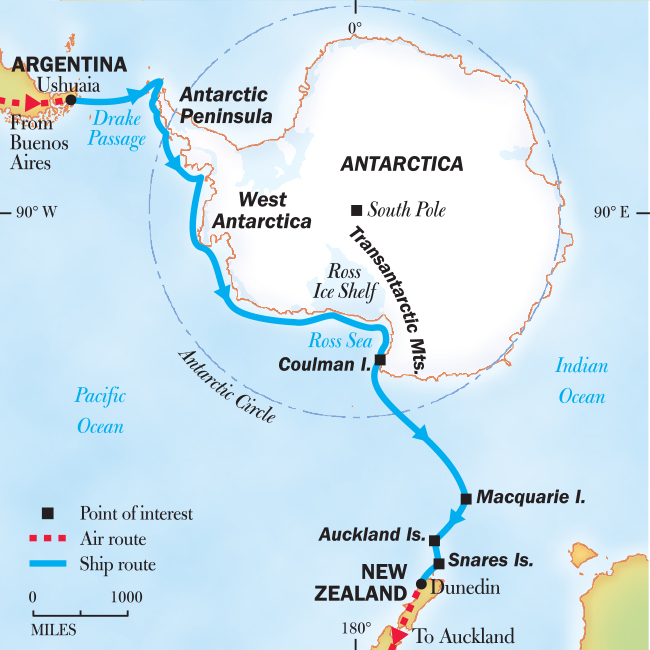 travel route to Antarctica