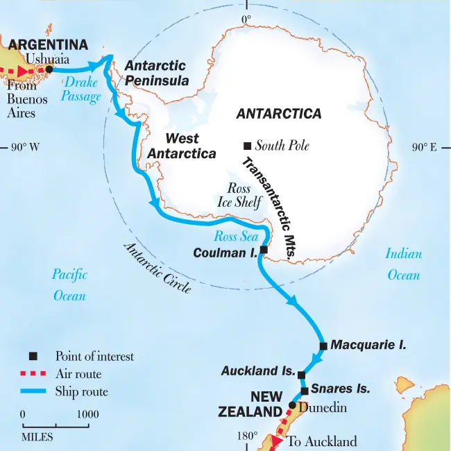 travel route to Antarctica