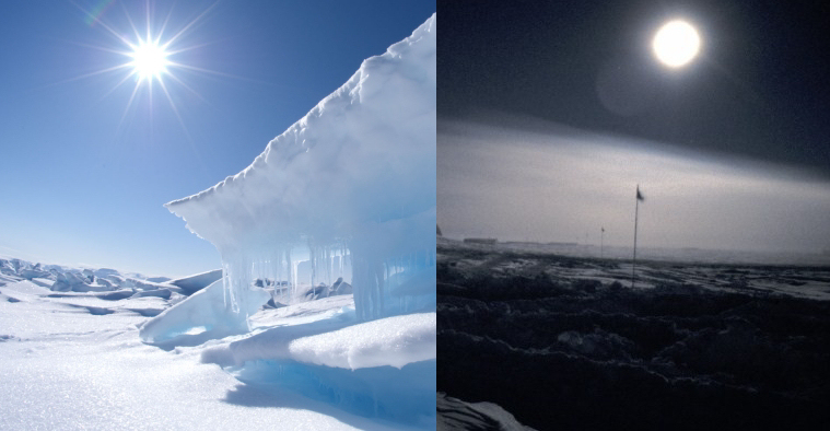 Antarctic Midnight Sun and Polar Night