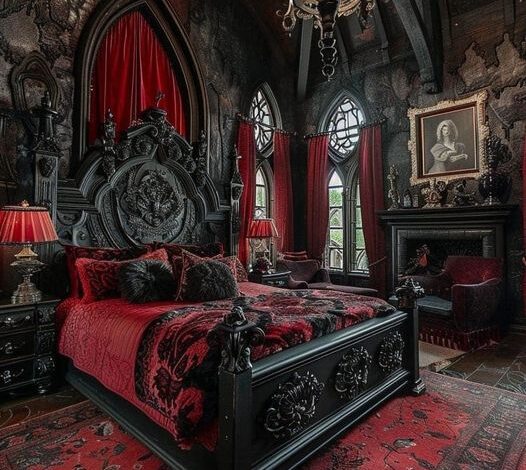 Gothic Bedroom Elegance – Mystery and Grandeur