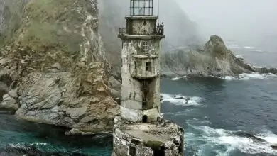 Russia’s abandoned Aniva Lighthouse towers over the icy seas