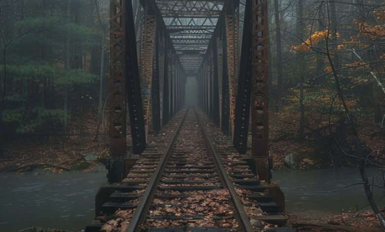 Silent Railroad Bridge Hidden Deep in African Woods