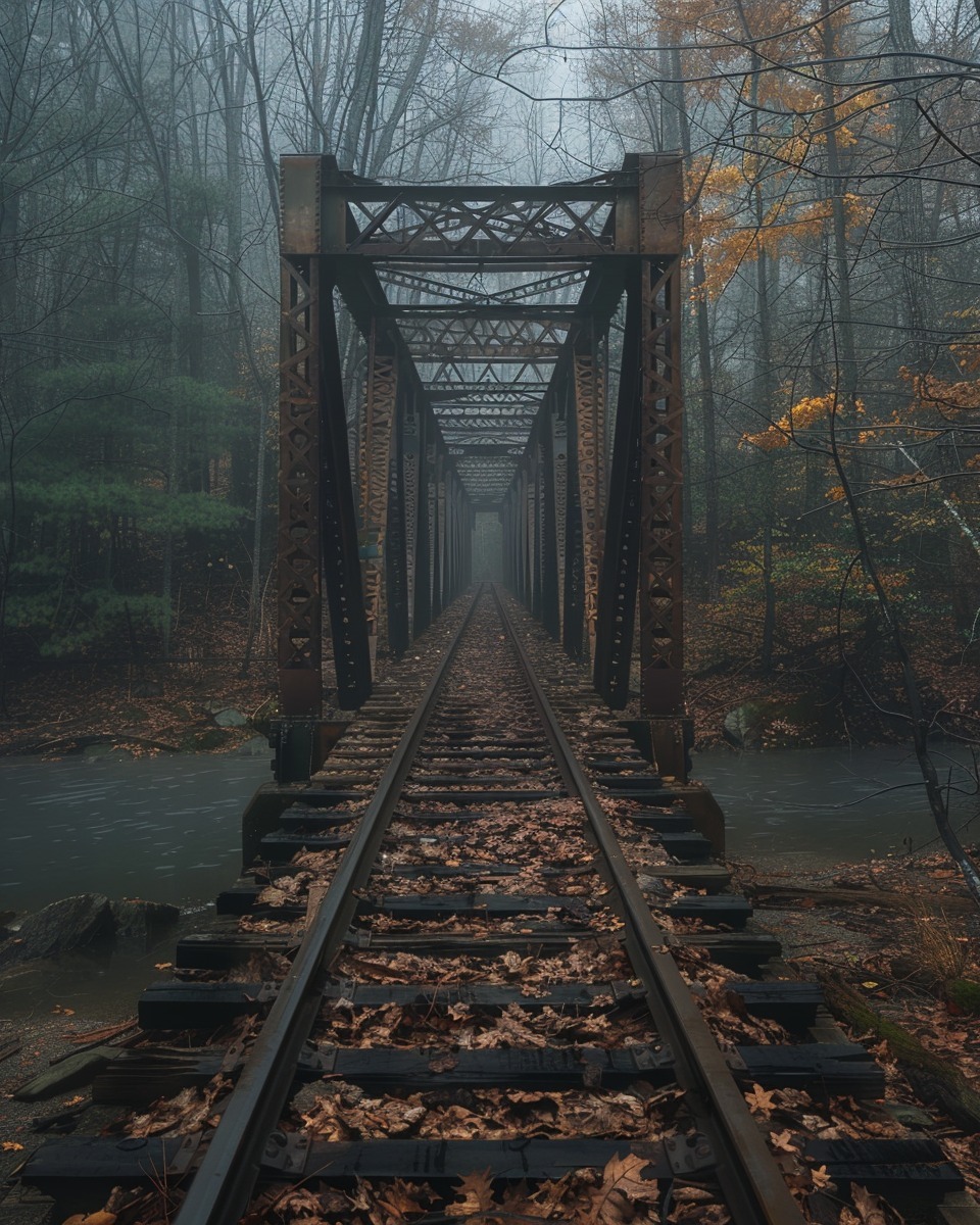 Silent Railroad Bridge Hidden Deep in African Woods