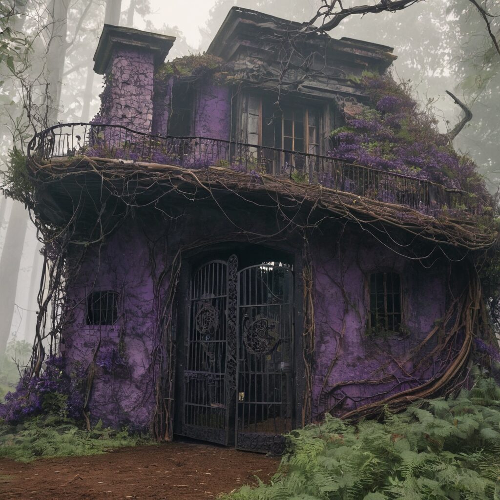 Abandoned Purple House in a Hidden Forest