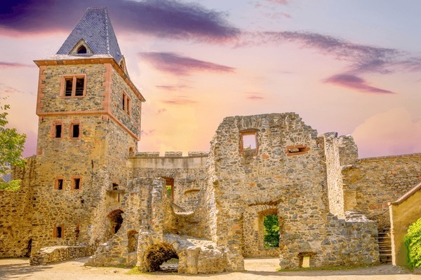 Castle Frankenstein at dusk